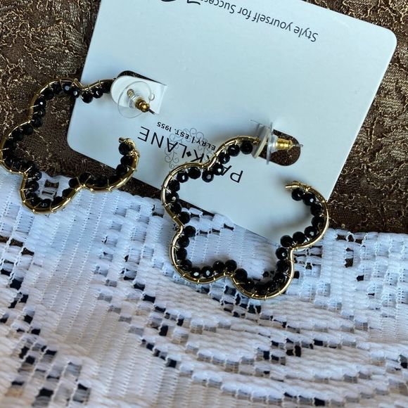 NWT FLORAL EVERY DAY EMBER EARRINGS BLACK BEADS GOLD ACCENT METAL FUNKY - Picture 12 of 14